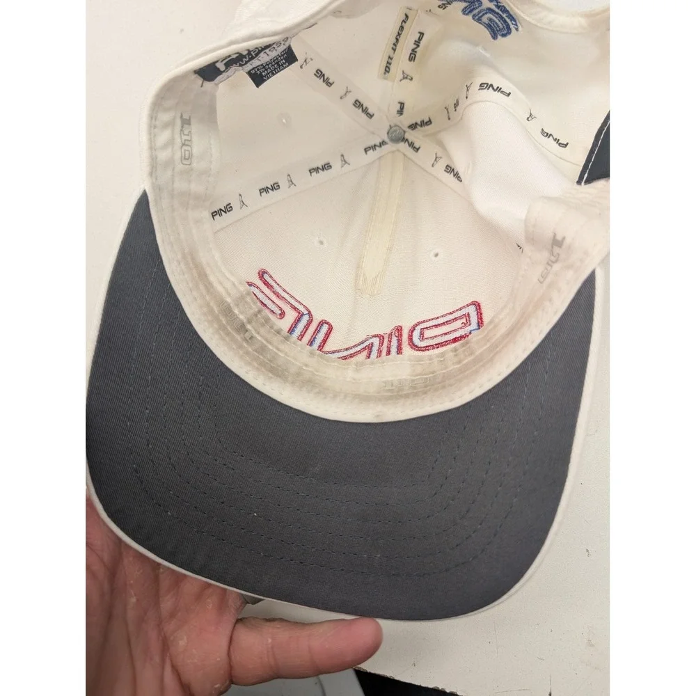 PING Hat Cap Snap Back White Golf‎ Junior Interclub Flexfit Embroidered Mens